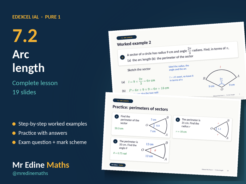 Arc Length – Edexcel IAL Pure 1 (Chapter 7.2) – Complete Lesson