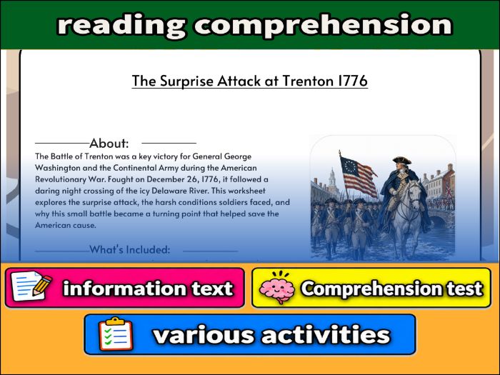 The Surprise Attack at Trenton 1776   & Comprehension Test