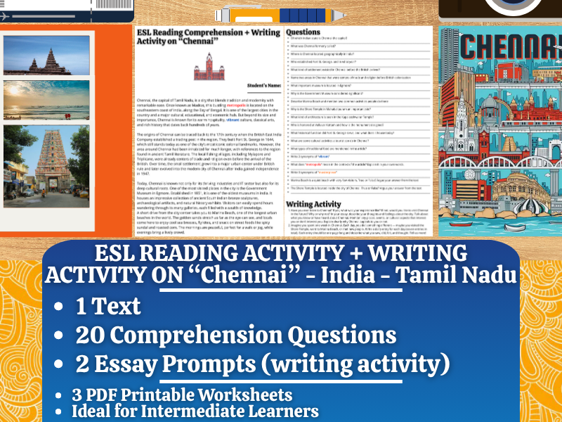 ESL Reading Comprehension + Writing Activity - Chennai - India - Tamil Nadu