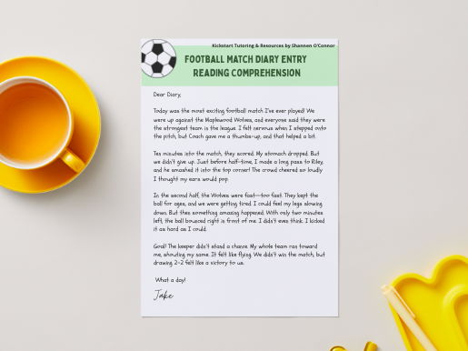 Football Diary Reading Comprehension KS2