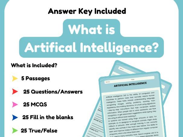 Artificial Intelligence Reading Comprehension Worksheets | Passages, Questions, MCQs