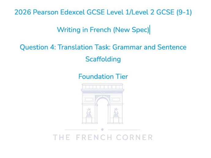 2026 Pearson Edexcel GCSE French – Translation into French (Grammar focus)- Foundation Tier