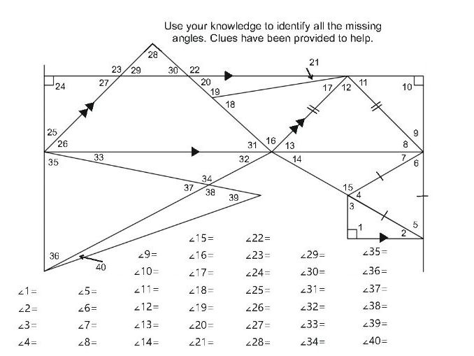 Identify and calculate missing angles