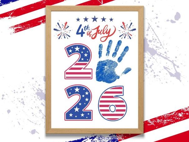 4th of July 2026 Handprint Craft for Kids | Patriotic Preschool Keepsake Printable