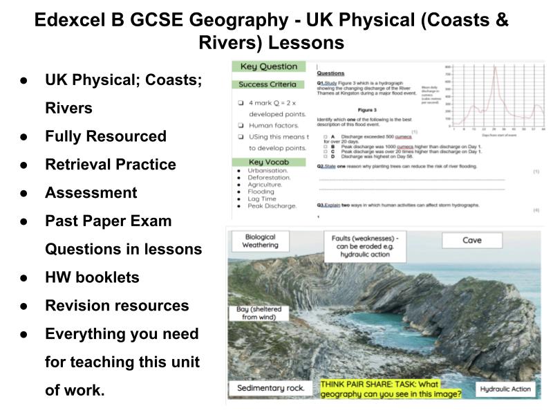 Edexcel B GCSE Geography – UK Physical Landscapes: Coasts & Rivers Lessons