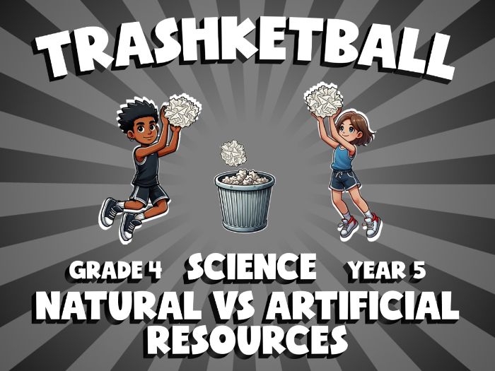 Natural vs Artificial Resources TRASHKETBALL Science Game | No-Prep Year 5 Review Activity
