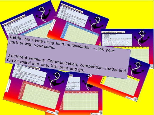 Long multiplication Battleship game