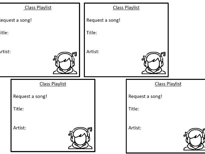 Class playlist request cards