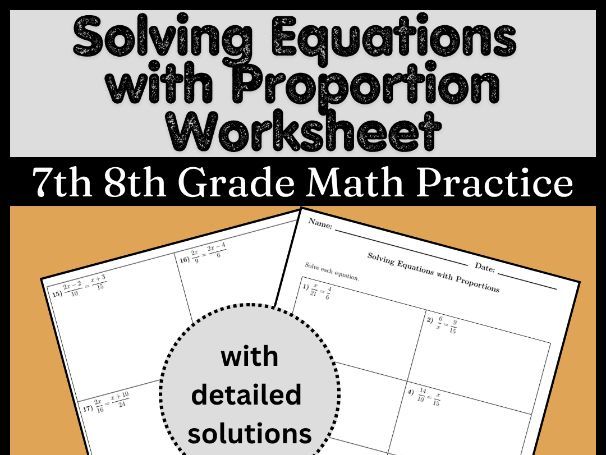 Solving Equations with Proportions Worksheet | 7th 8th Grade Math Practice