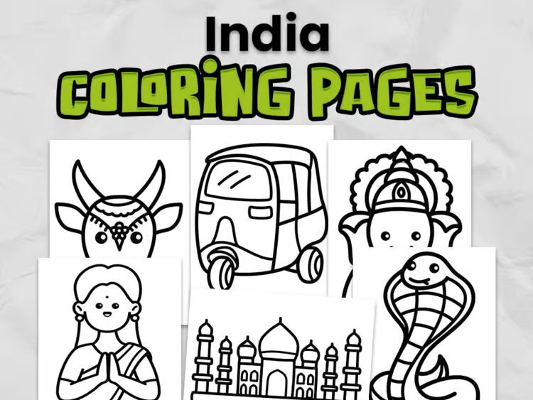 India Colouring Pages | India Country Study Activity | EYFS & KS1 Geography Worksheets