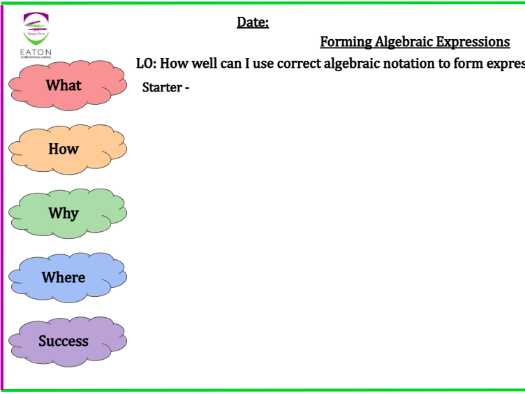 Forming Algebraic Expressions