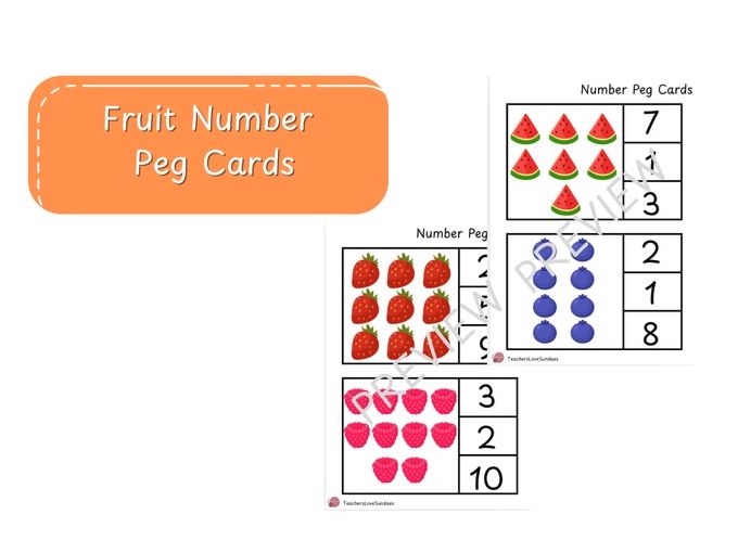 Fruit Number Peg Cards 1-10