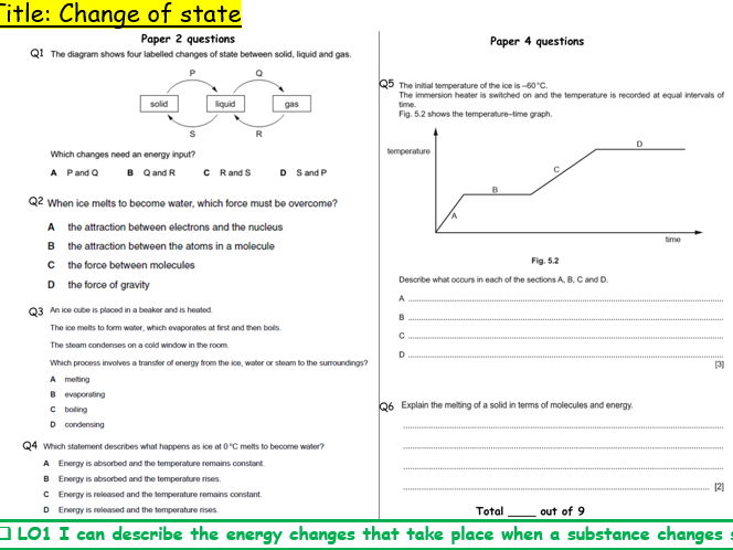 Change of State for IGCSE Physics 0625 CIE Unit 2