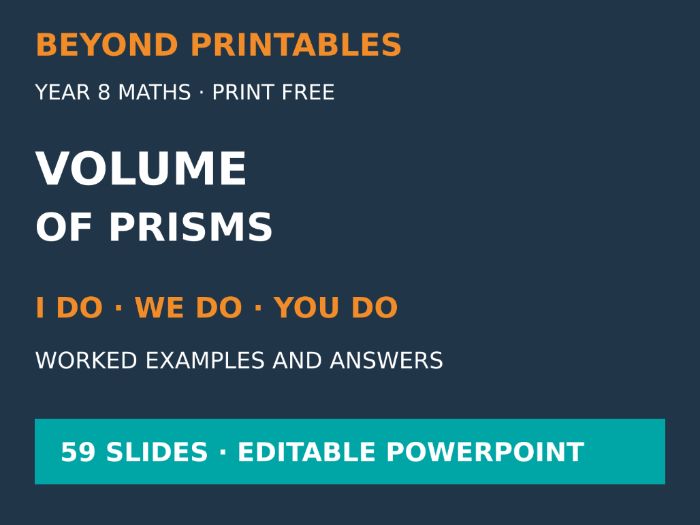 Volume of Prisms | I Do, We Do, You Do | Year 8 Maths | Print Free