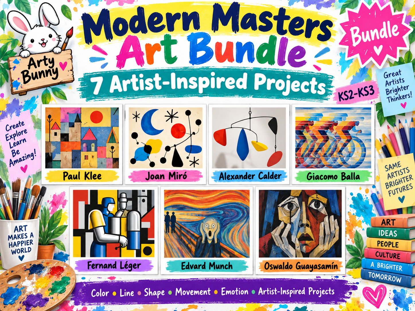 Modern Masters Art Bundle | 7 Artist-Inspired Projects | KS2–KS3