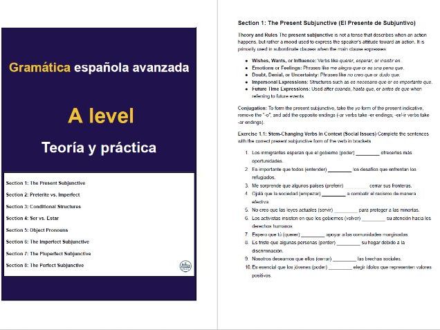 A Level Spanish Advanced Grammar Workbook for High Grades