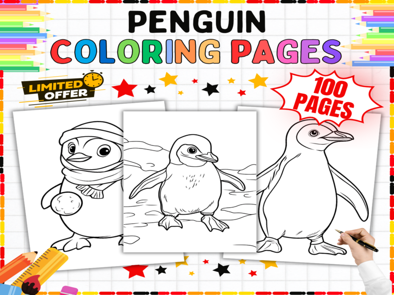 100 Penguin Colouring Pages | Winter Animals Activities | Printable Worksheets for Early Years