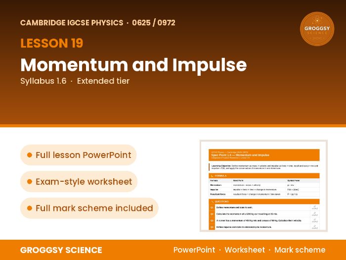 Cambridge IGCSE Physics 0625: Momentum and Impulse | Unit 1 | L19