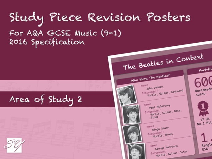 Study Piece Revision Posters for AQA GCSE Music (2016 Specification) - Area of Study 2