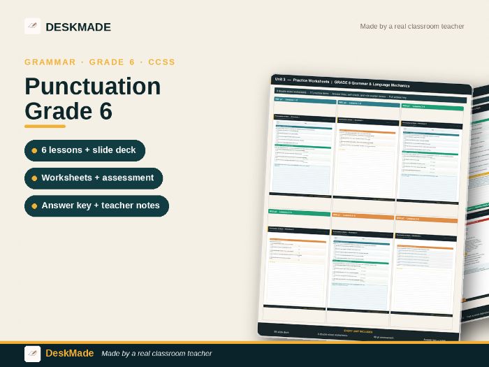 Grade 6 Punctuation Unit | Nonrestrictive Elements, Semicolons & Style | CCSS