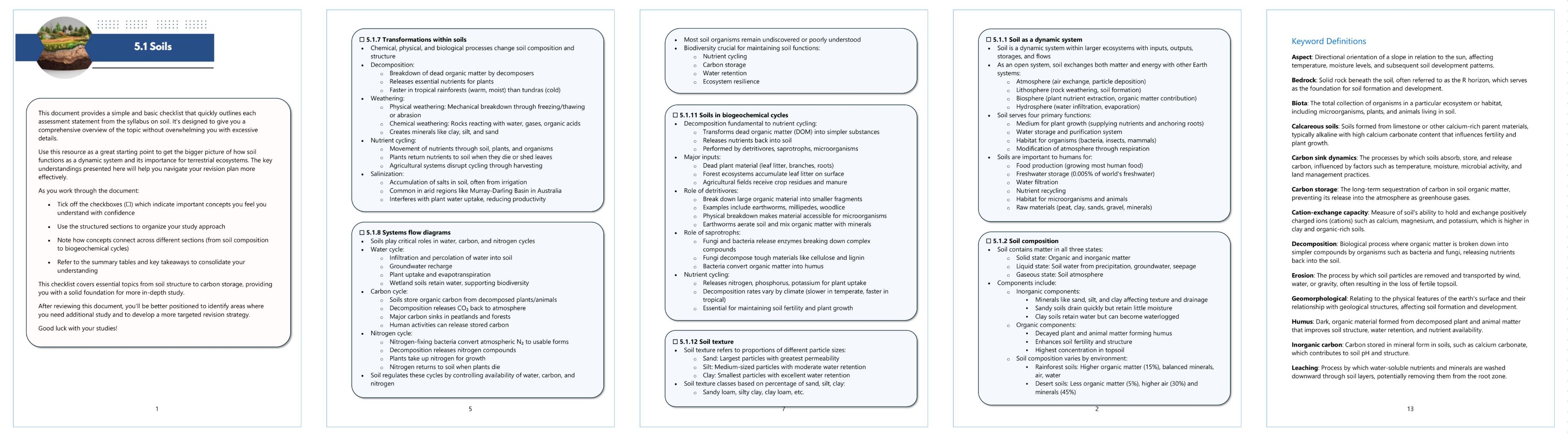 IB DP ESS 5.1: Soil Condensed Revision Outline 2026 | Teaching Resources