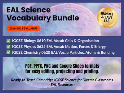 EAL Science Vocabulary Bundle: Particles, Cells & Motion