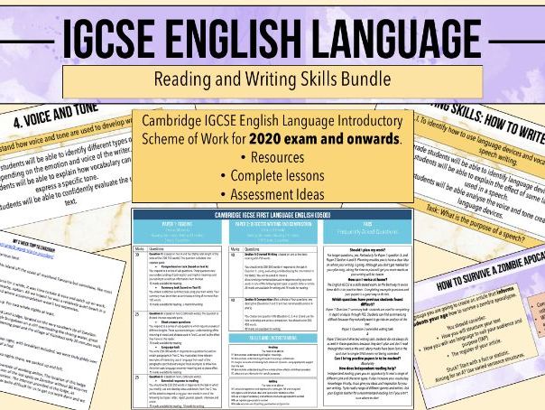 Writing　and　Cambridge/CIE　onwards)　Language:　Skills　IGCSE　English　Teaching　Reading　(2020　Resources