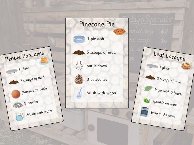 Mud Kitchen Recipe Cards