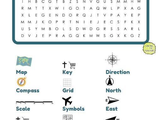 Mapping Skills Word Search | Map Reading Geography Vocabulary
