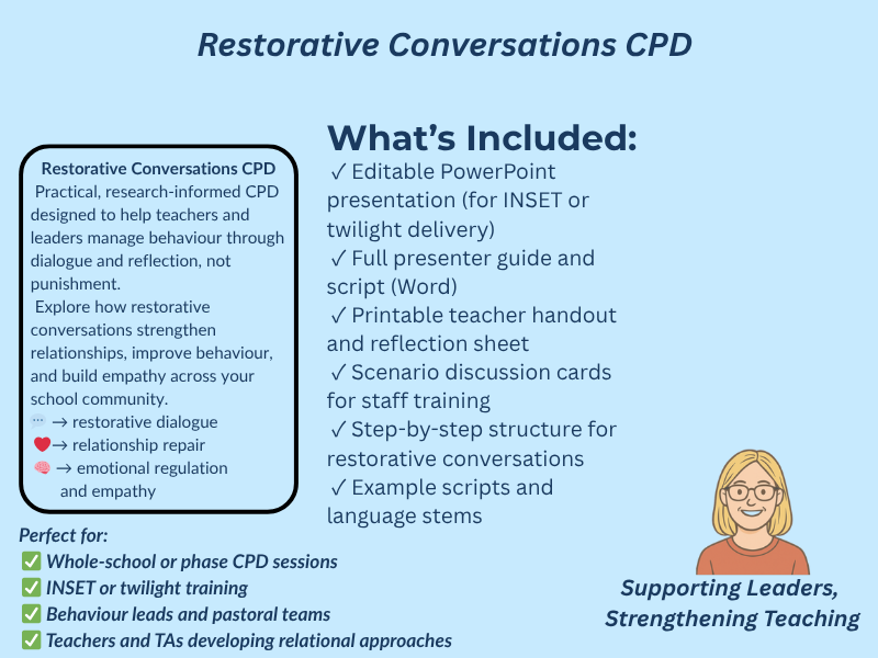 Restorative Conversations in Primary Schools – Building Relationships and Repairing Behaviour