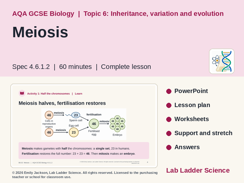 B6-02 Meiosis & Fertilisation: AQA GCSE Biology