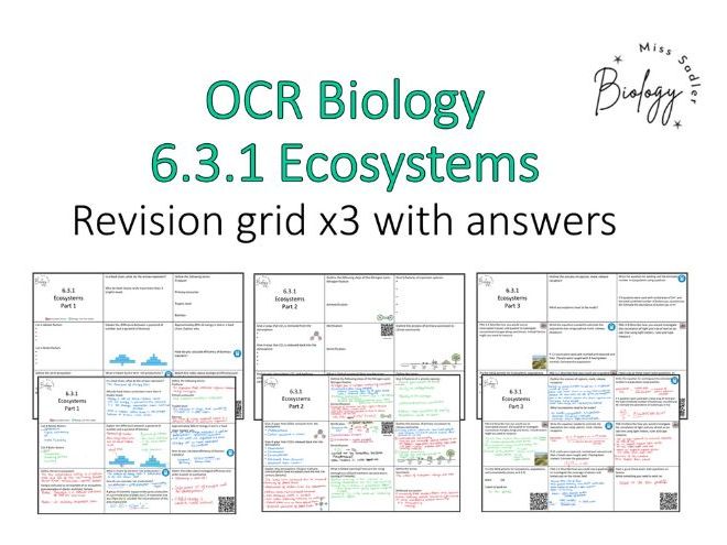 6.3.1 Ecosystems revision grid OCR A level Biology