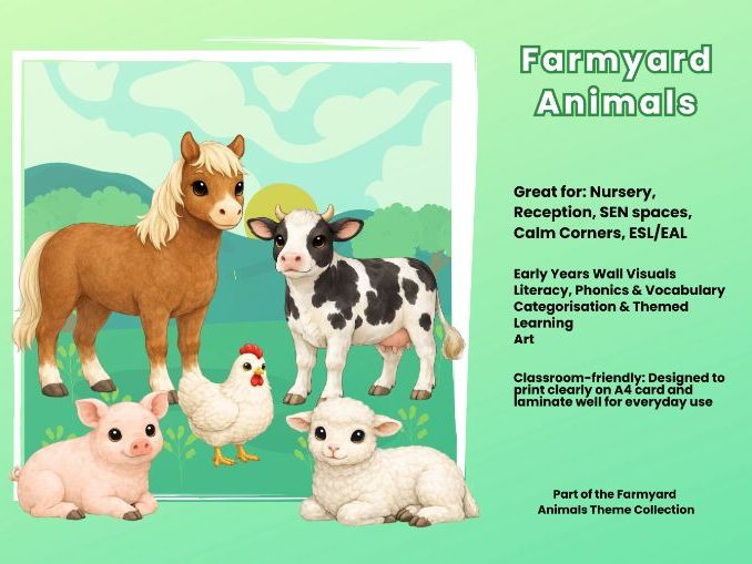 Farmyard Animals Bundle Labels, Signs, Covers, Visuals