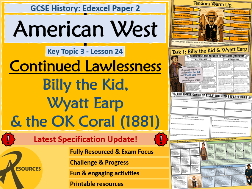 Billy the Kid & Wyatt Earp Lawlessness - American West - GCSE History Edexcel - Lesson 24