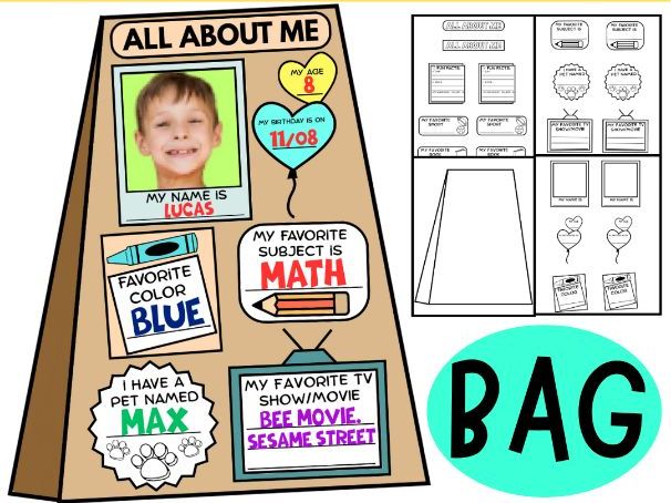 All About Me Bag Craft & Worksheet Activity | Back To School Bulletin Board Ideas
