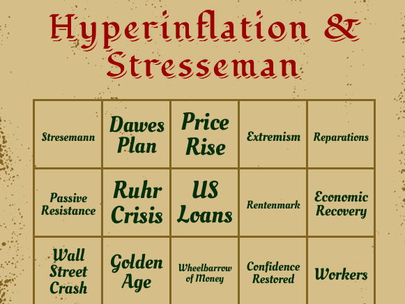 1923 Hyperinflation Lesson + Bingo