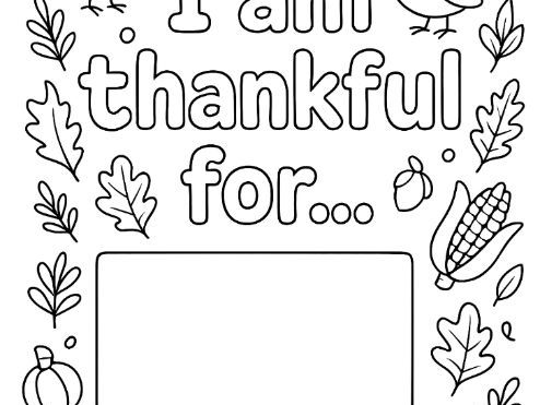 Gratitude I am Thankful For Colouring Page