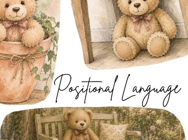 Positional Language Teddy Bear Picture Cards Task Cards Activity