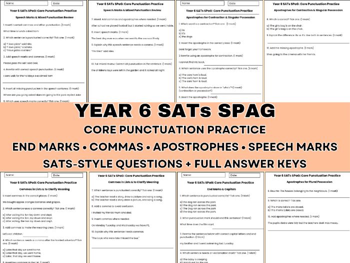 Year 6 SATs SPaG: Core Punctuation Practice Pack: End Marks, Commas, Apostrophes & Speech Marks