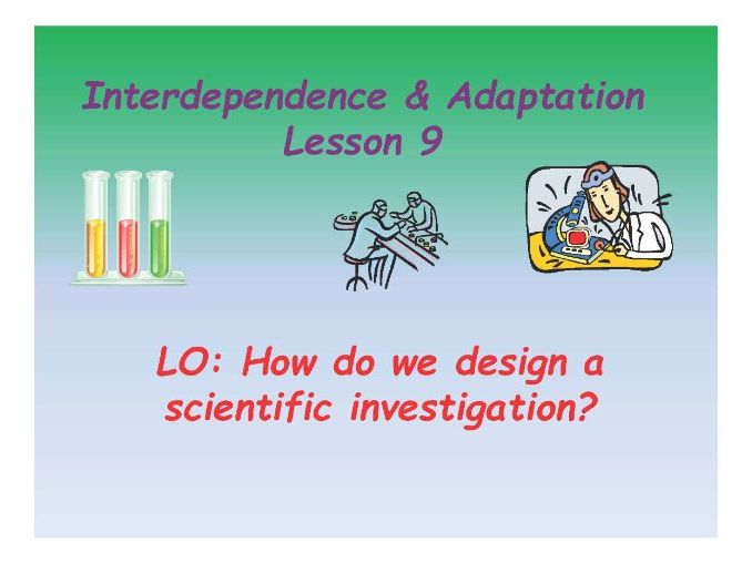 Back to School Autumn Term Year 6 Science Interdependence and Adaptation