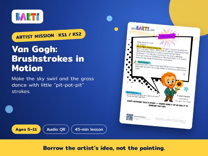 Van Gogh Art Lesson KS1/KS2: Brushstrokes in Motion (Open-Ended)