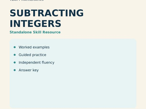 Subtracting Integers Worksheets & Answers