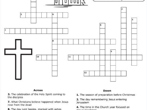 Liturgical Calendar Crossword Puzzle | Religious Education