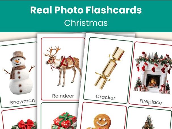 Christmas Flashcards | 32 Festive Vocabulary Cards for Kids | Preschool, ESL, Homeschool