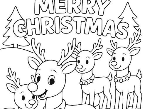Christmas Reindeer Rudolph Colouring Sheet
