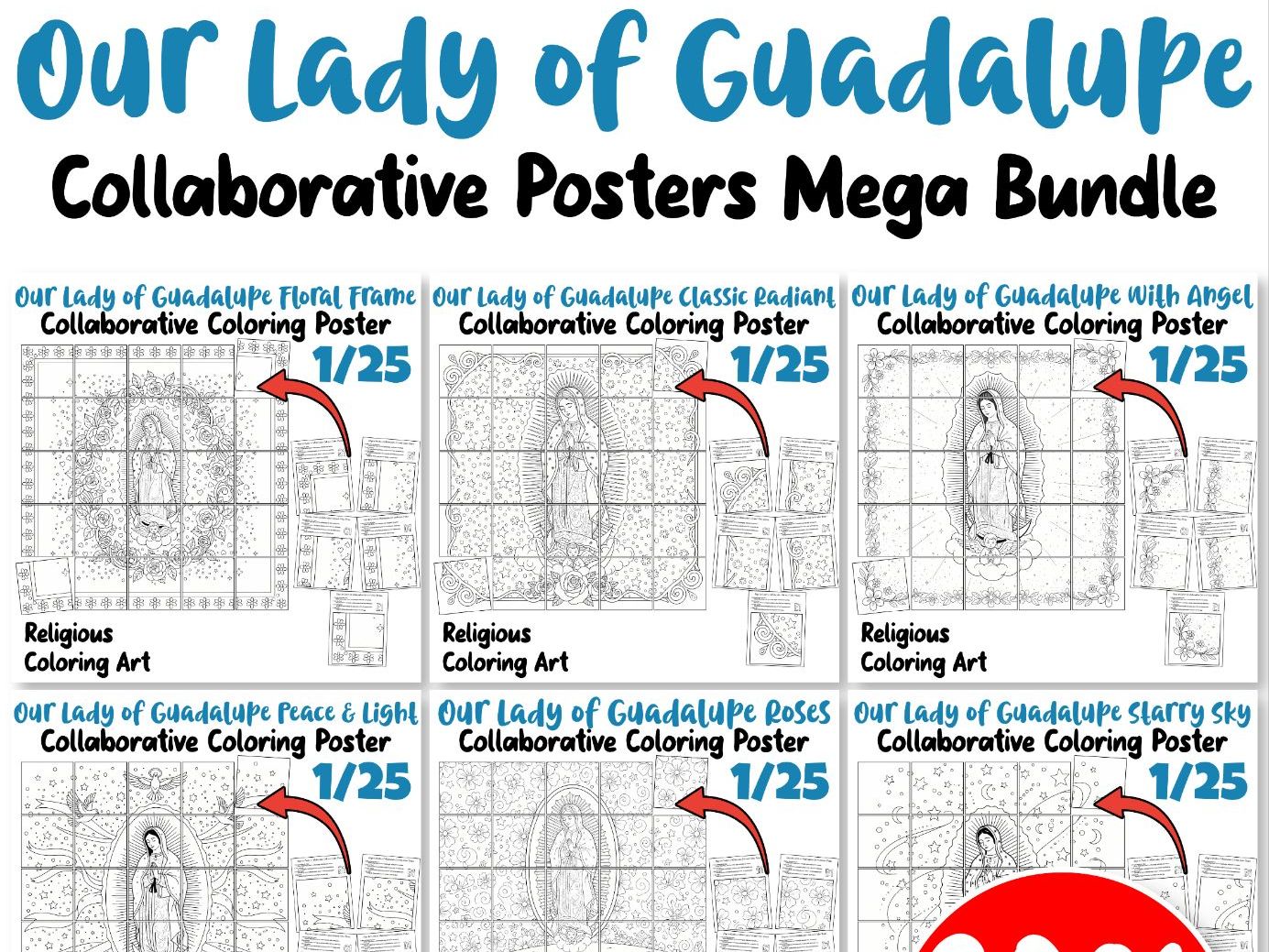 Our Lady of Guadalupe Collaborative Posters Mega Bundle | 6 Religious Designs