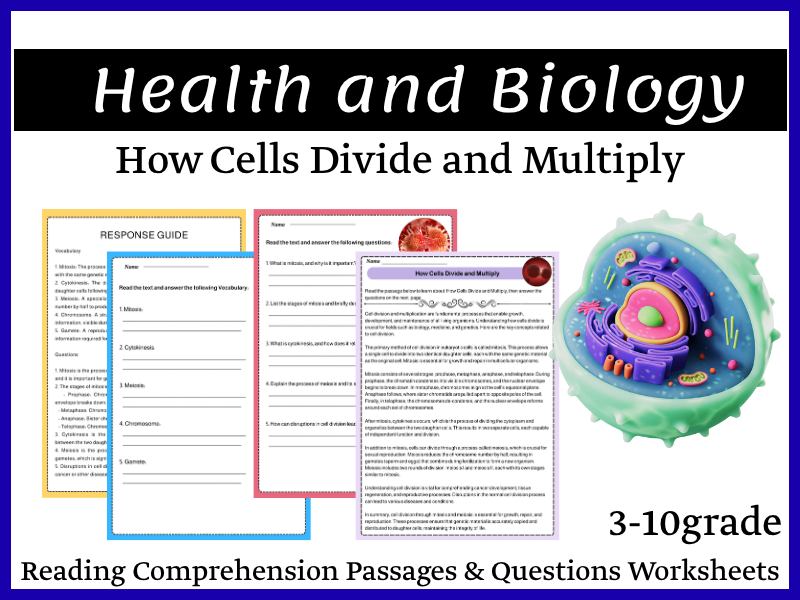 How Cells Divide and Multiply Reading Comprehension Passages & Questions Worksheets