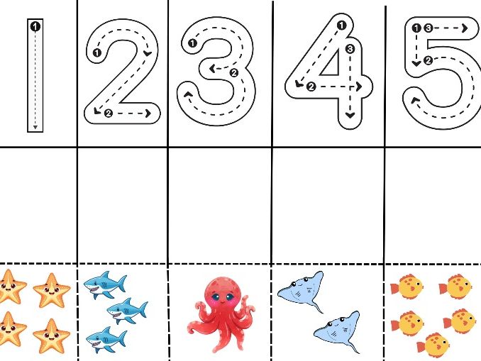 EYFS Sea Creatures Number Matching & Formation (1–5)