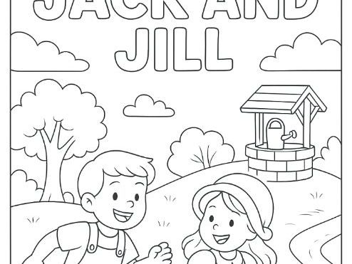 Jack and Jill Nursery Rhyme Colouring Page