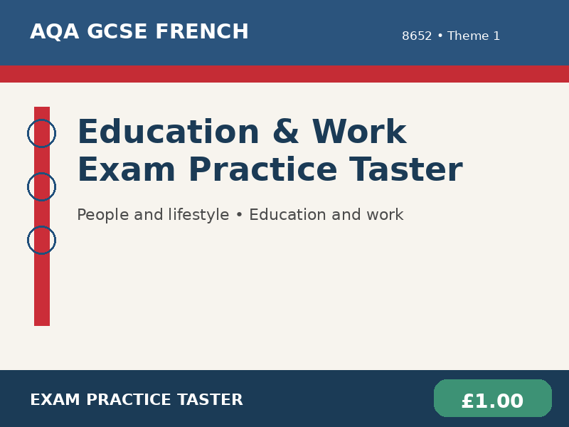 AQA GCSE French 8652 - Education & Work Exam Practice Taster